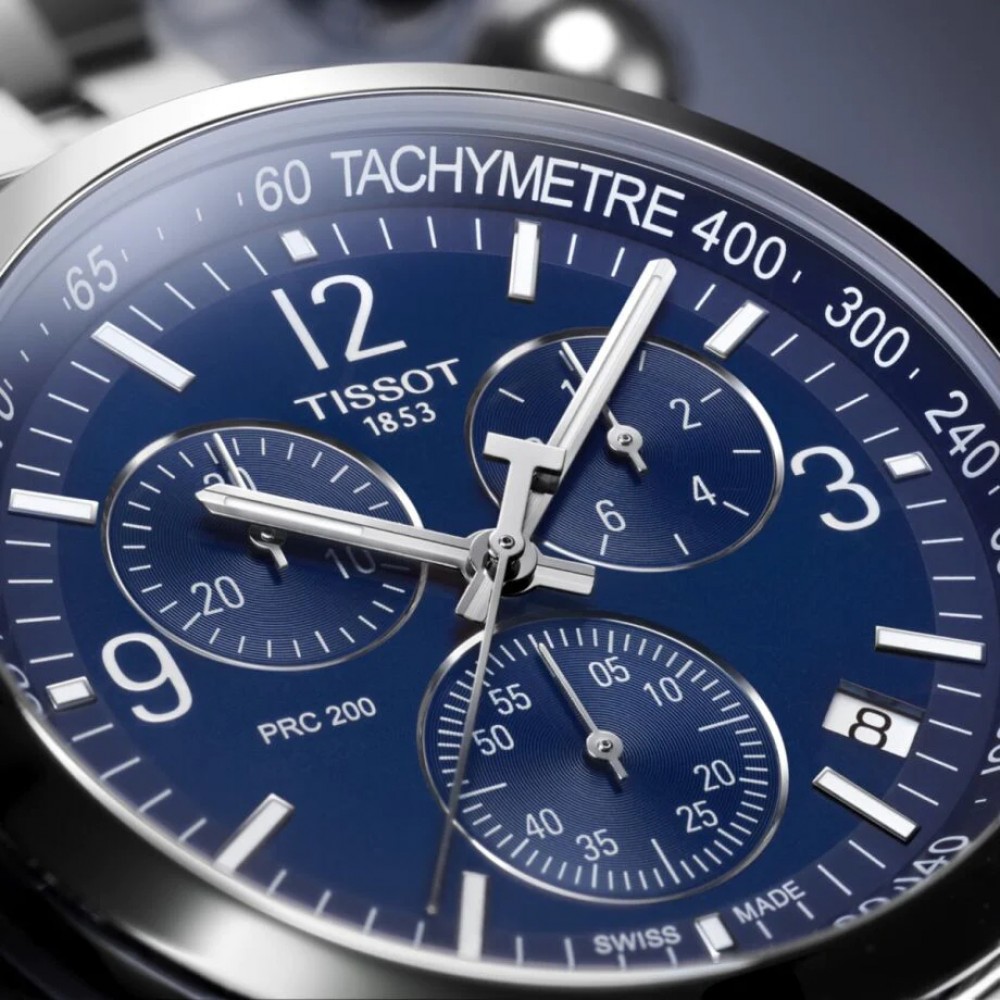TISSOT T-Sport PRC 200 Chronograph Ρολόι Ανδρικό Ασημί Ανοξείδωτο Ατσάλι μπρασελέ T1144171104700