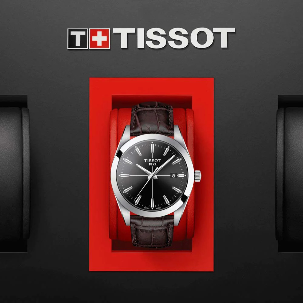 TISSOT T-Classic Gentleman Ρολόι Ανδρικό Καφέ Δερμάτινο Λουράκι T1274101605101