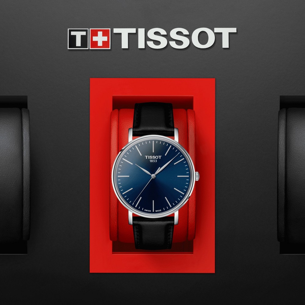 TISSOT T-Classic Everytime Gent Ρολόι Ανδρικό Μαύρο Δερμάτινο Λουράκι T1434101604100