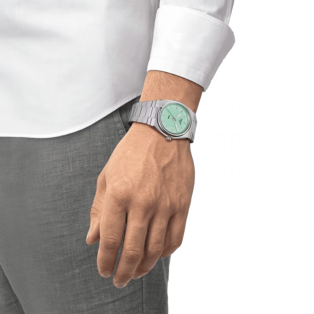 TISSOT T-Classic PRX 40 Tiffany Ρολόι Ανδρικό Ασημί Ανοξείδωτο Ατσάλι μπρασελέ T1374101109101