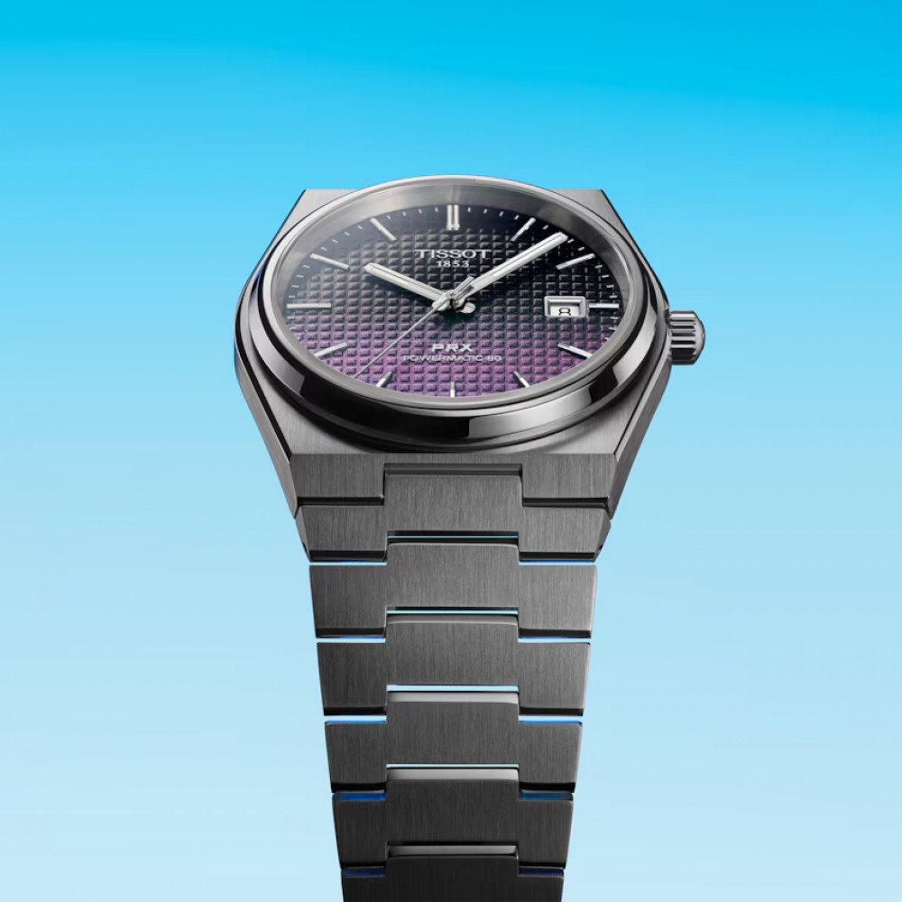 TISSOT T-Classic PRX Powermatic 80 40mm Gradient Ανοξείδωτο Ατσάλι μπρασελέ T1374071105101