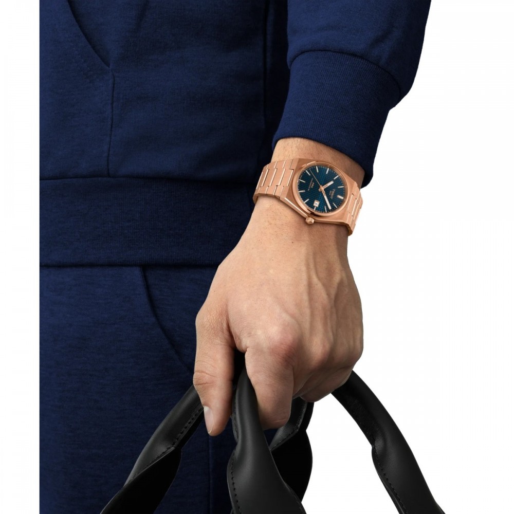 TISSOT T-Classic PRX 40mm Powermatic 80 Ρολόι Ροζ Επιχρυσωμένο Ανοξείδωτο Ατσάλι μπρασελέ T1374073304100