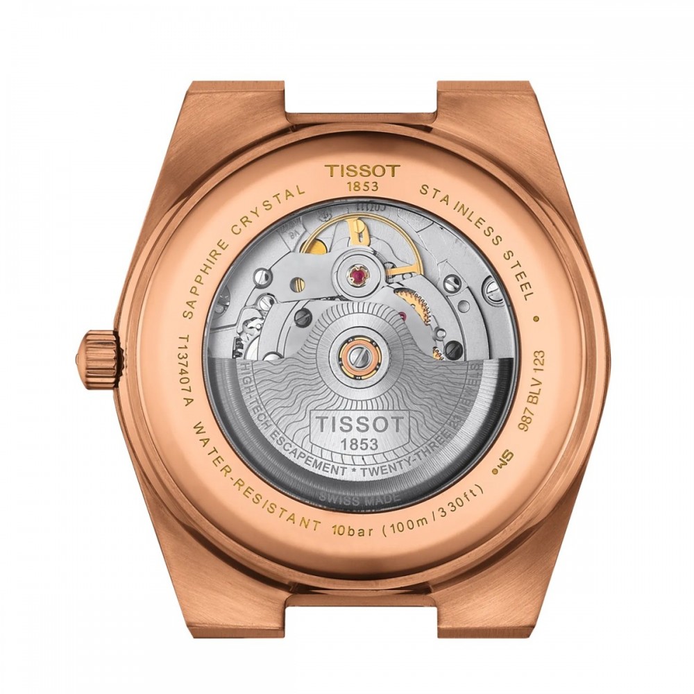 TISSOT T-Classic PRX 40mm Powermatic 80 Ρολόι Ροζ Επιχρυσωμένο Ανοξείδωτο Ατσάλι μπρασελέ T1374073304100