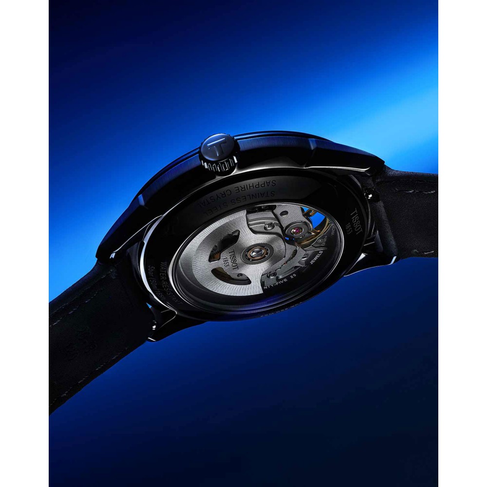 TISSOT CHEMIN DES TOURELLES SQUELETTE Αυτόματο Ρολόι Καφέ Δερμάτινο λουράκι T1398361626100