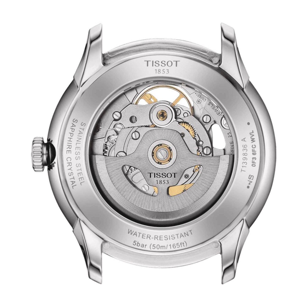 TISSOT CHEMIN DES TOURELLES SQUELETTE Αυτόματο Ρολόι Καφέ Δερμάτινο λουράκι T1398361626100