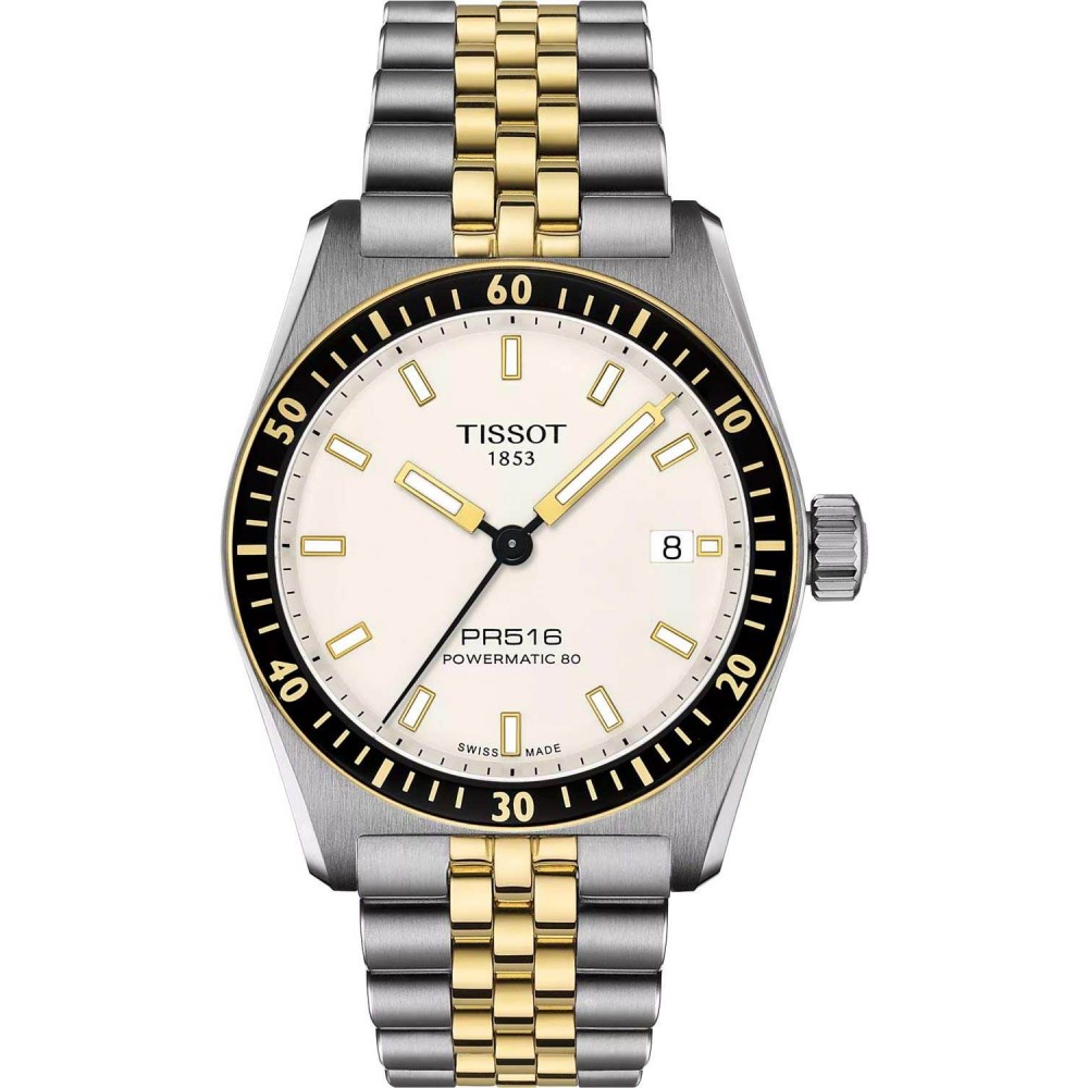 TISSOT T-Sport PR516 Powermatic 80 Ρολόι Ανδρικό Ασημί/Επιχρυσωμένο Ανοξείδωτο Ατσάλι μπρασελέ T1494072201100
