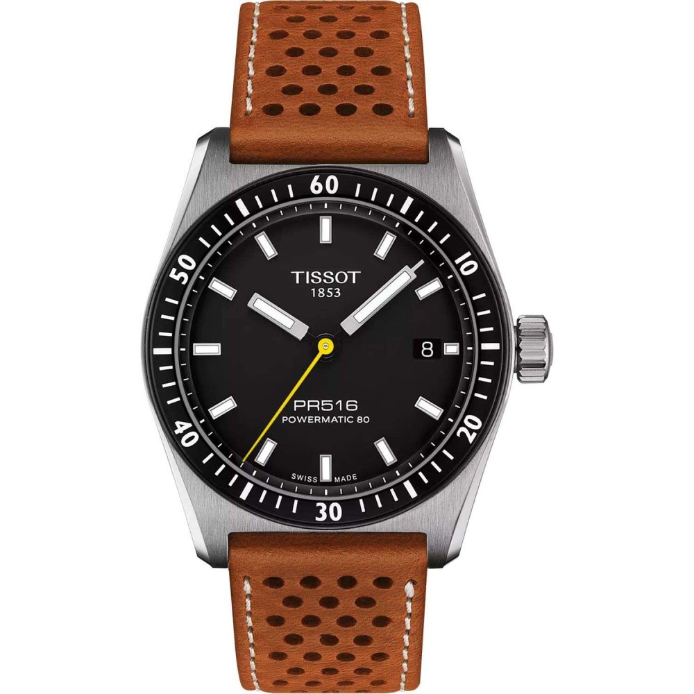 TISSOT T-Sport PR516 Powermatic 80 Ρολόι Ανδρικό Καφέ Δερμάτινο Λουράκι T1494071605100
