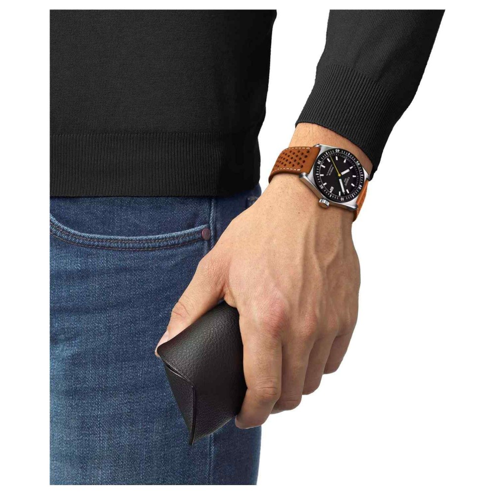 TISSOT T-Sport PR516 Powermatic 80 Ρολόι Ανδρικό Καφέ Δερμάτινο Λουράκι T1494071605100
