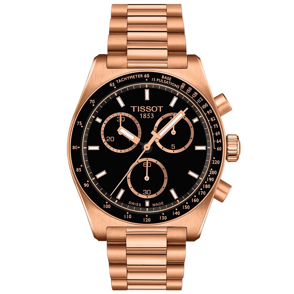 TISSOT T-Sport PR516 Chrono Ρολόι Ανδρικό Ροζ Επιχρυσωμένο Ανοξείδωτο Ατσάλι μπρασελέ T1494173305100