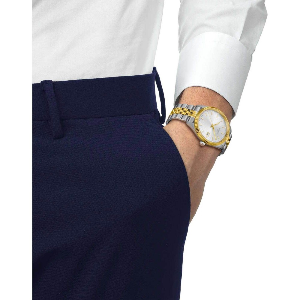 TISSOT T-Classic Ballade Ρολόι Ανδρικό Ασημί/Επιχρυσωμένο Ανοξείδωτο Ατσάλι μπρασελέ T1564102203100