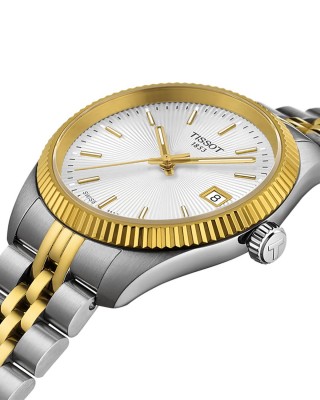 TISSOT T-Classic Ballade 30mm Ρολόι Ασημί/Χρυσό Ανοξείδωτο Ατσάλι μπρασελέ T1560102203100