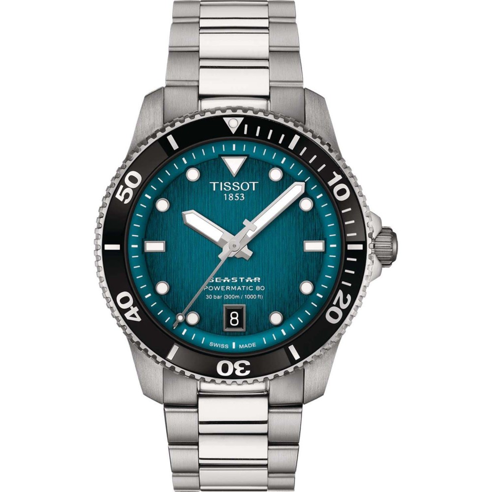 TISSOT T-Sport Seastar 1000 Powermatic 80 Ρολόι Ασημί Ανοξείδωτο Ατσάλι μπρασελέ T1208071109100