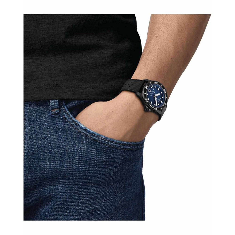TISSOT T-Sport Seastar 1000 Powermatic 80 Ρολόι Μαύρο Καουτσούκ λουράκι T1208073704100
