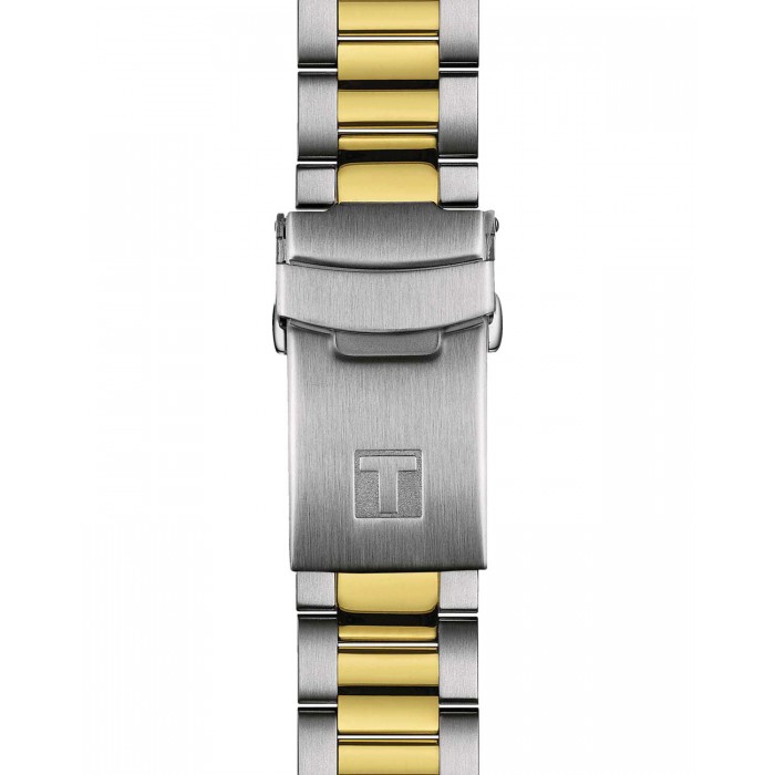 TISSOT T-Sport Seastar 1000 Dual Time GMT Ασημί/Επιχρυσωμένο Ανοξείδωτο Ατσάλι μπρασελέ T1208522205100