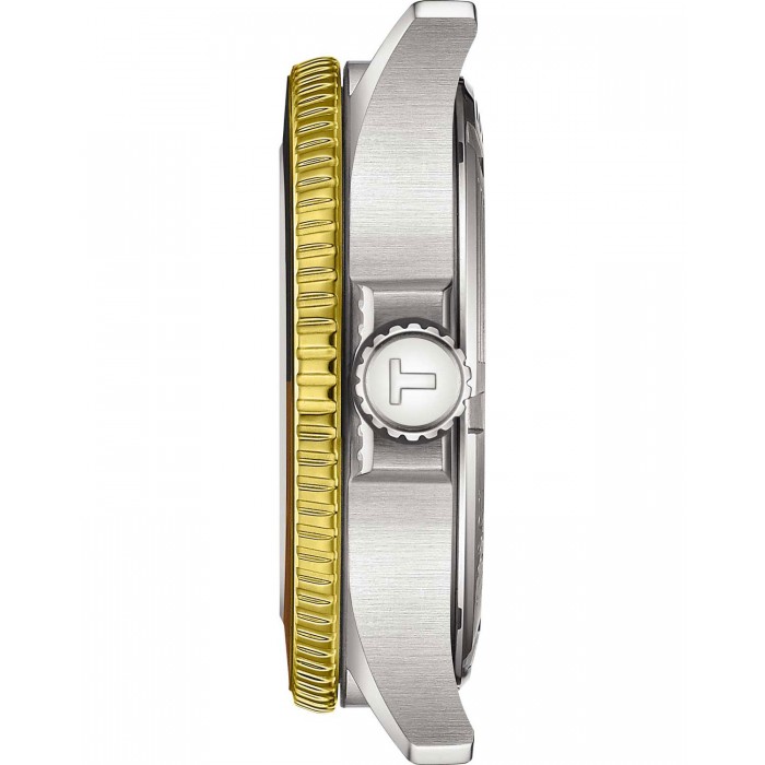 TISSOT T-Sport Seastar 1000 Dual Time GMT Ασημί/Επιχρυσωμένο Ανοξείδωτο Ατσάλι μπρασελέ T1208522205100