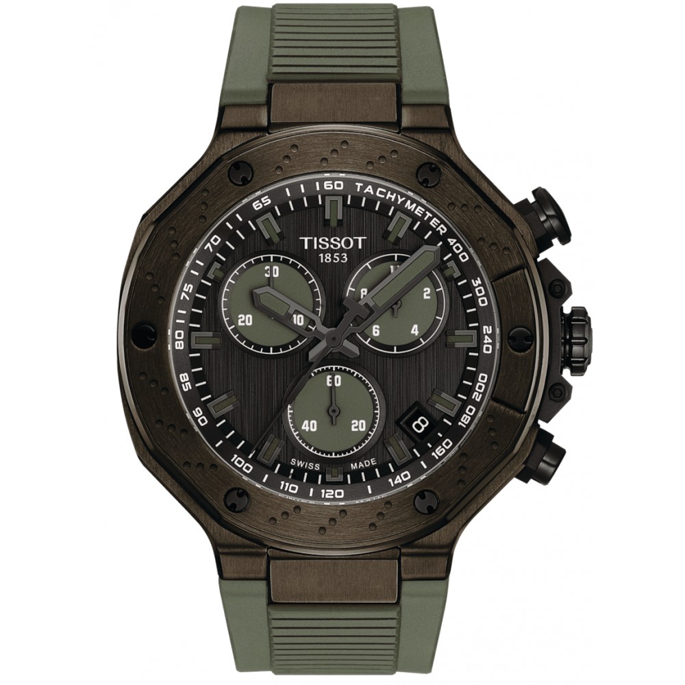 TISSOT T-Sport T-Race Chronograph Ρολόι Ανδρικό Χακί Καουτσούκ λουράκι T1414173706102