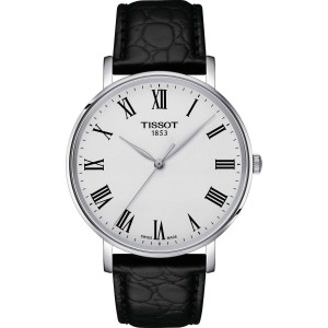 TISSOT T-Classic Everytime Gent Ρολόι Ανδρικό Μαύρο Δερμάτινο λουράκι T1434101603300