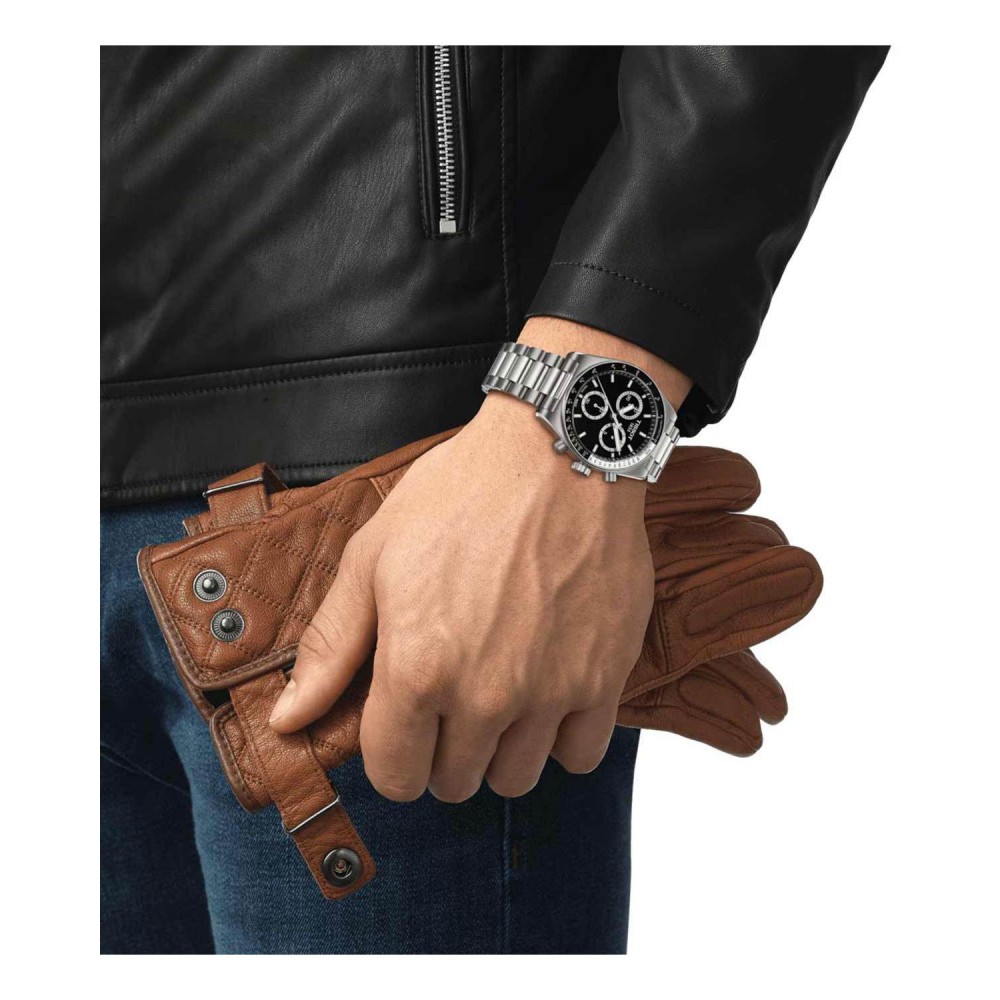 TISSOT T-Sport PR516 Chrono Ρολόι Ανδρικό Ασημί Ανοξείδωτο Ατσάλι μπρασελέ T1494171105100
