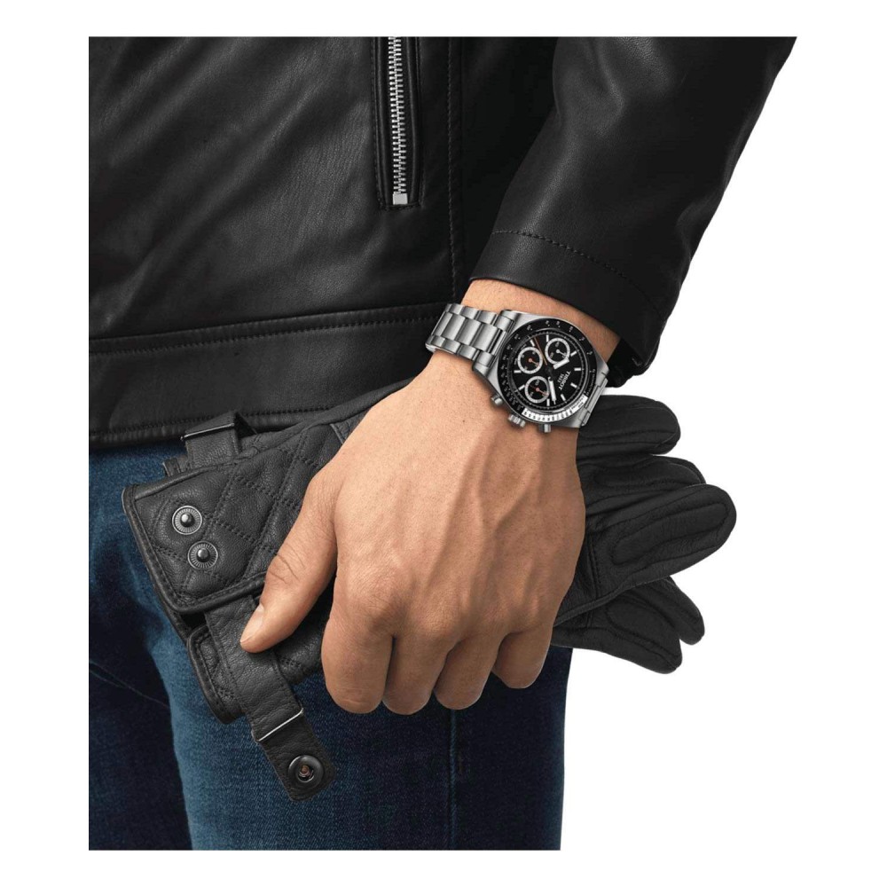 TISSOT T-Sport PR516 Mechanical Chronograph Ρολόι Ανδρικό Ασημί Ανοξείδωτο Ατσάλι μπρασελέ T1494592105100