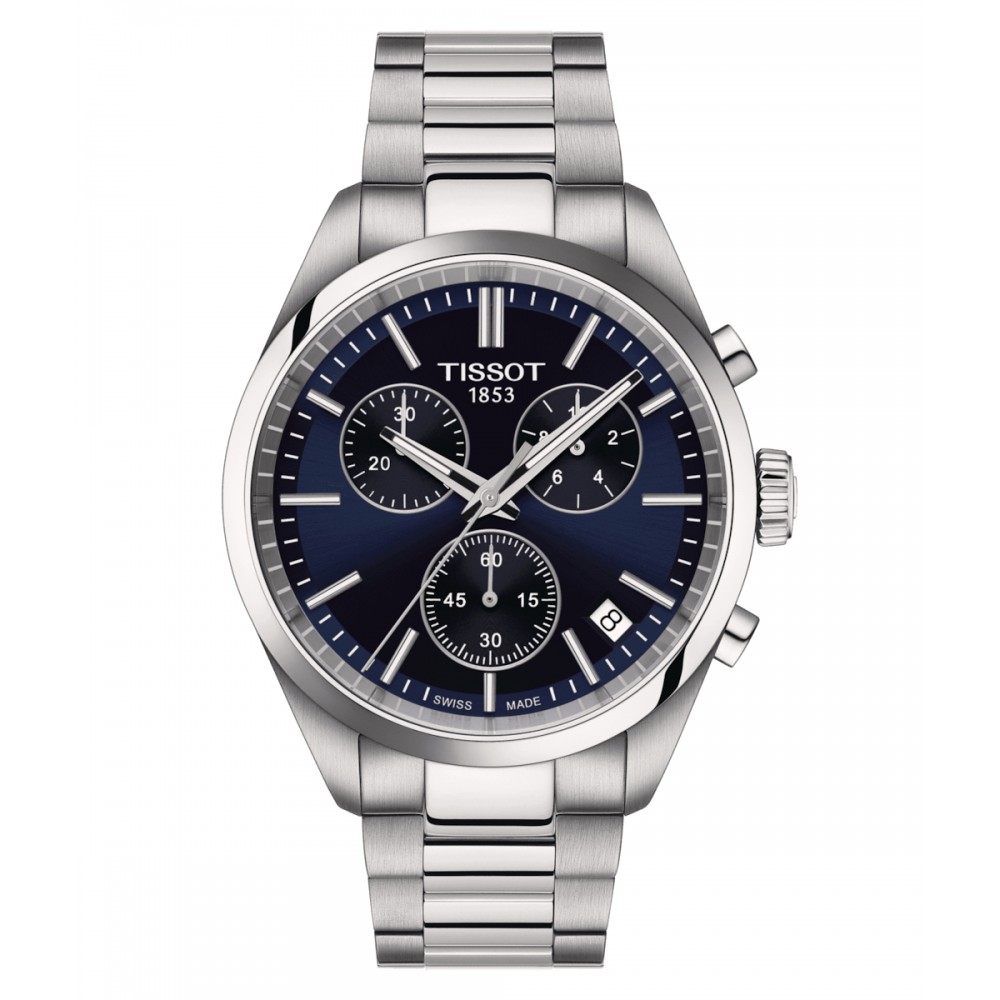 TISSOT T-Sport PR 100 CHRONOGRAPH Ρολόι Ανδρικό Ασημί Ανοξείδωτο Ατσάλι μπρασελέ T1504171104100