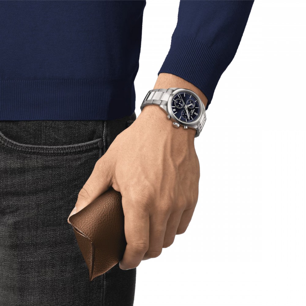 TISSOT T-Sport PR 100 CHRONOGRAPH Ρολόι Ανδρικό Ασημί Ανοξείδωτο Ατσάλι μπρασελέ T1504171104100