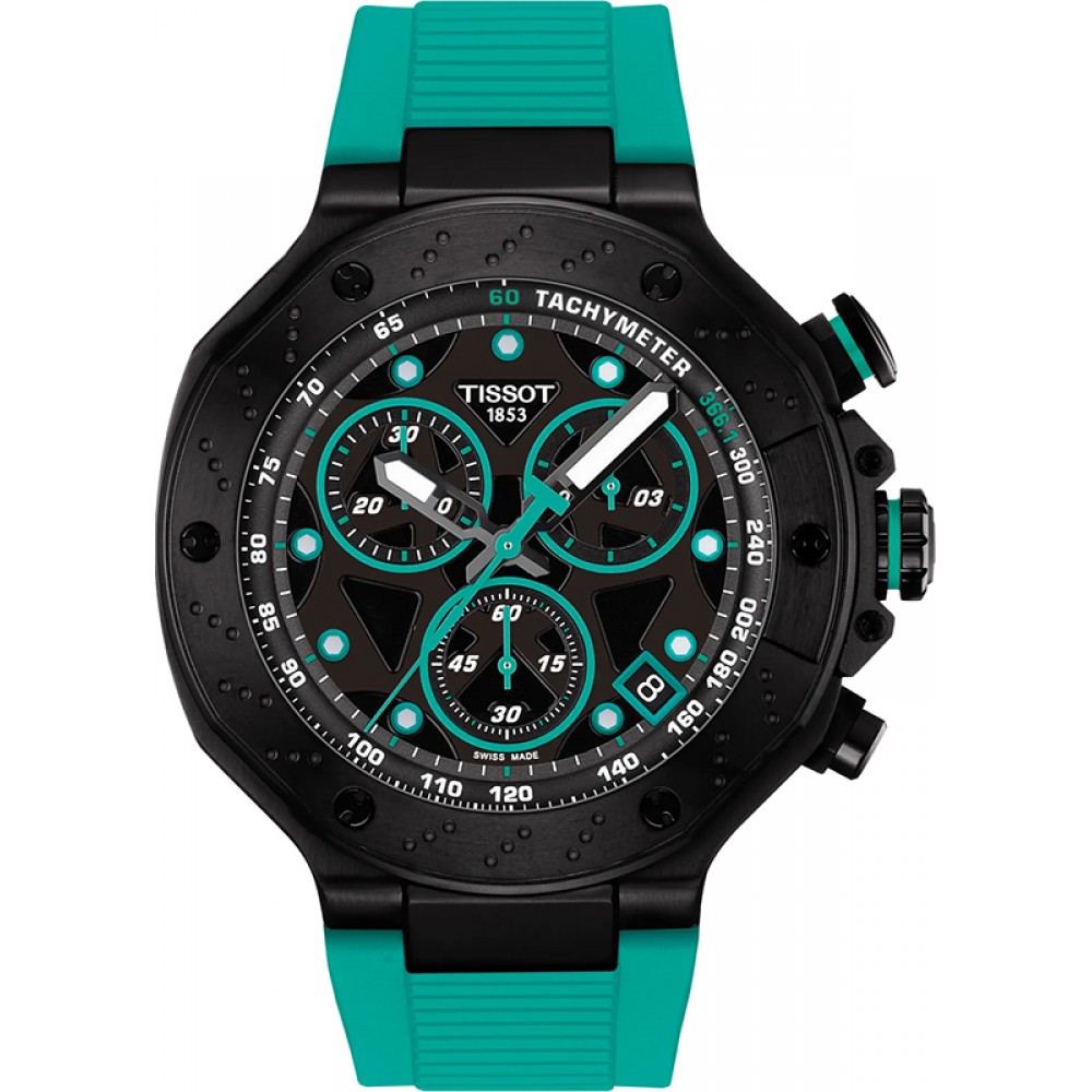 TISSOT T-Sport T-Race Chronograph Ρολόι Ανδρικό Πράσινο Καουτσούκ λουράκι T1414173705101