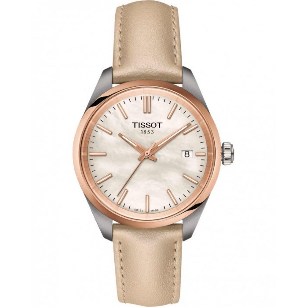 TISSOT T-Classic PR 100 Ρολόι Γυναικείο Μπεζ Δερμάτινο λουράκι T1502102611100
