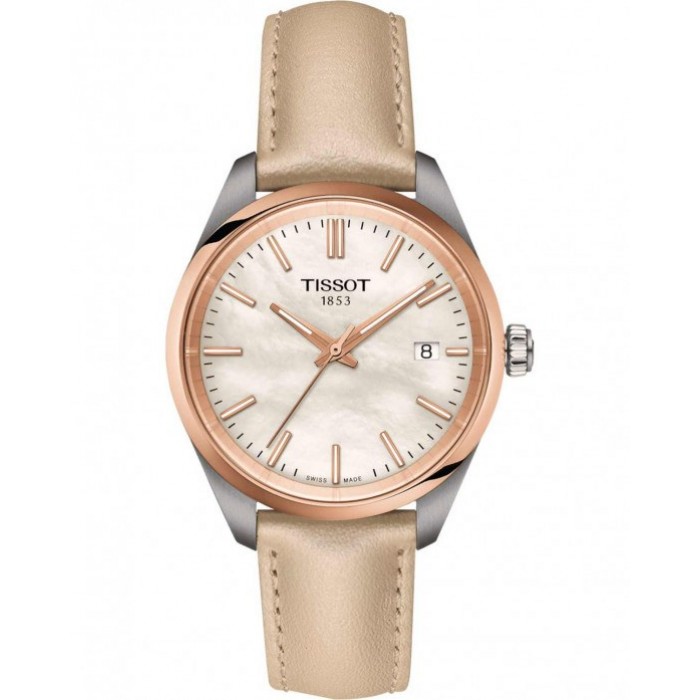 TISSOT T-Classic PR 100 Ρολόι Γυναικείο Μπεζ Δερμάτινο λουράκι T1502102611100