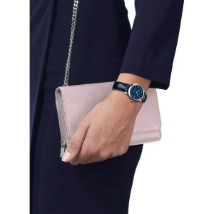 TISSOT T-Classic Le Locle Diamonds Automatic Ρολόι Γυναικείο Μπλε Δερμάτινο Λούρακι T0062071604600