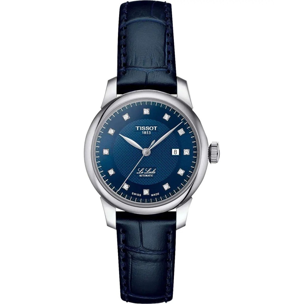 TISSOT T-Classic Le Locle Diamonds Automatic Ρολόι Γυναικείο Μπλε Δερμάτινο Λούρακι T0062071604600