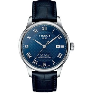 TISSOT T-Classic Le Locle Powermatic 80 Ρολόι Ανδρικό Μπλε Δερμάτινο Λουράκι T0064071604300
