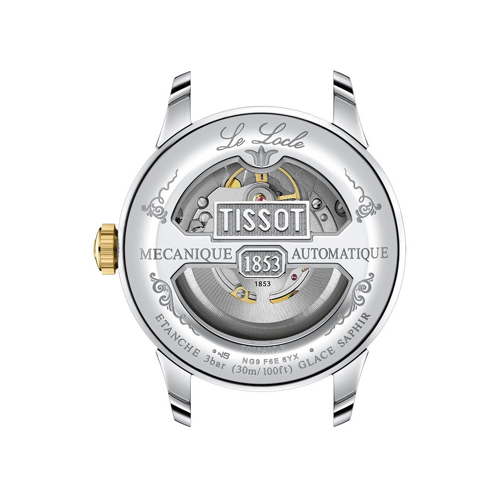 TISSOT T-Classic Le Locle Powermatic 80 Ρολόι Ανδρικό Δίχρωμο Ανοξείδωτο Ατσάλι μπρασελέ T0064072209300