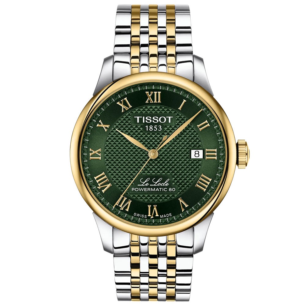 TISSOT T-Classic Le Locle Powermatic 80 Ρολόι Ανδρικό Δίχρωμο Ανοξείδωτο Ατσάλι μπρασελέ T0064072209300