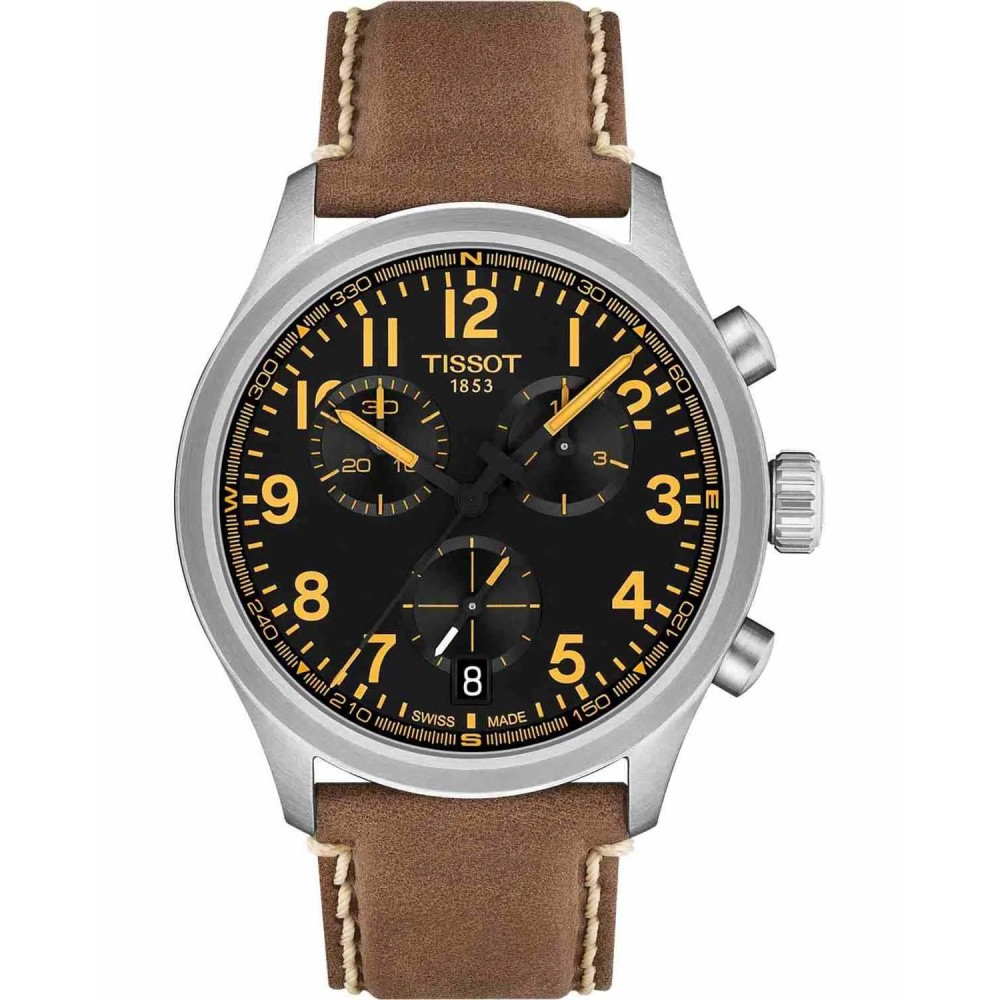TISSOT T-Sport Chrono L 42mm Ρολόι Ανδρικό Καφέ Δερμάτινο Λουράκι T1164171605201