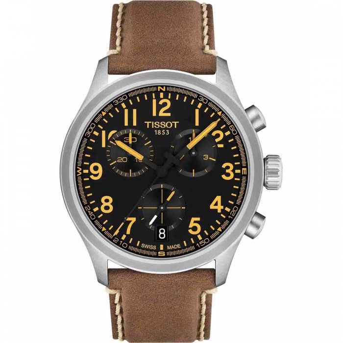 TISSOT T-Sport Chrono L 42mm Ρολόι Ανδρικό Καφέ Δερμάτινο Λουράκι T1164171605201
