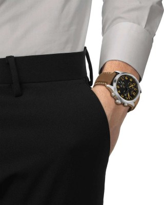 TISSOT T-Sport Chrono L 42mm Ρολόι Ανδρικό Καφέ Δερμάτινο Λουράκι T1164171605201
