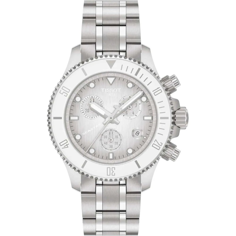 TISSOT T-Sport Seastar 1000 Χρονογράφος Ρολόι Unisex Ασημί Ανοξείδωτο Ατσάλι μπρασελέ T1202171101100