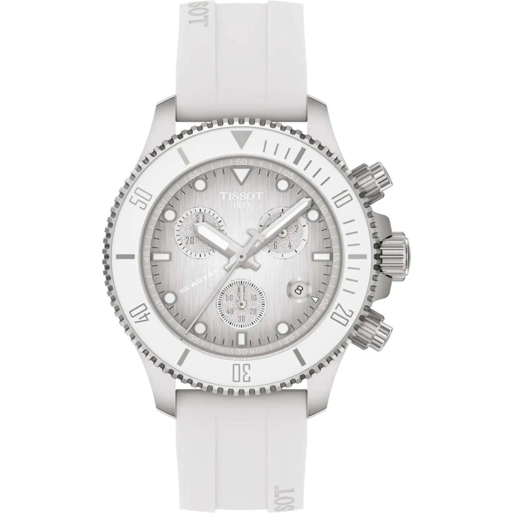 TISSOT T-Sport Seastar 1000 Χρονογράφος Ρολόι Unisex Λευκό Λουράκι Σιλικόνης T1202171701100