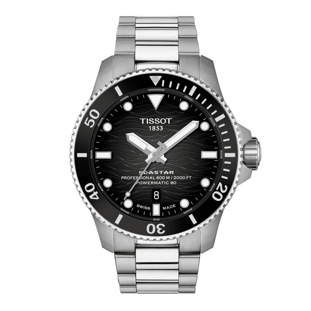 TISSOT Seastar 2000 Professional Powermatic 80 Ρολόι Ανδρικό Ασημί Ανοξείδωτο Ατσάλι μπρασελέ T1209071105100