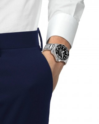 TISSOT Seastar 2000 Professional Powermatic 80 Ρολόι Ανδρικό Ασημί Ανοξείδωτο Ατσάλι μπρασελέ T1209071105100