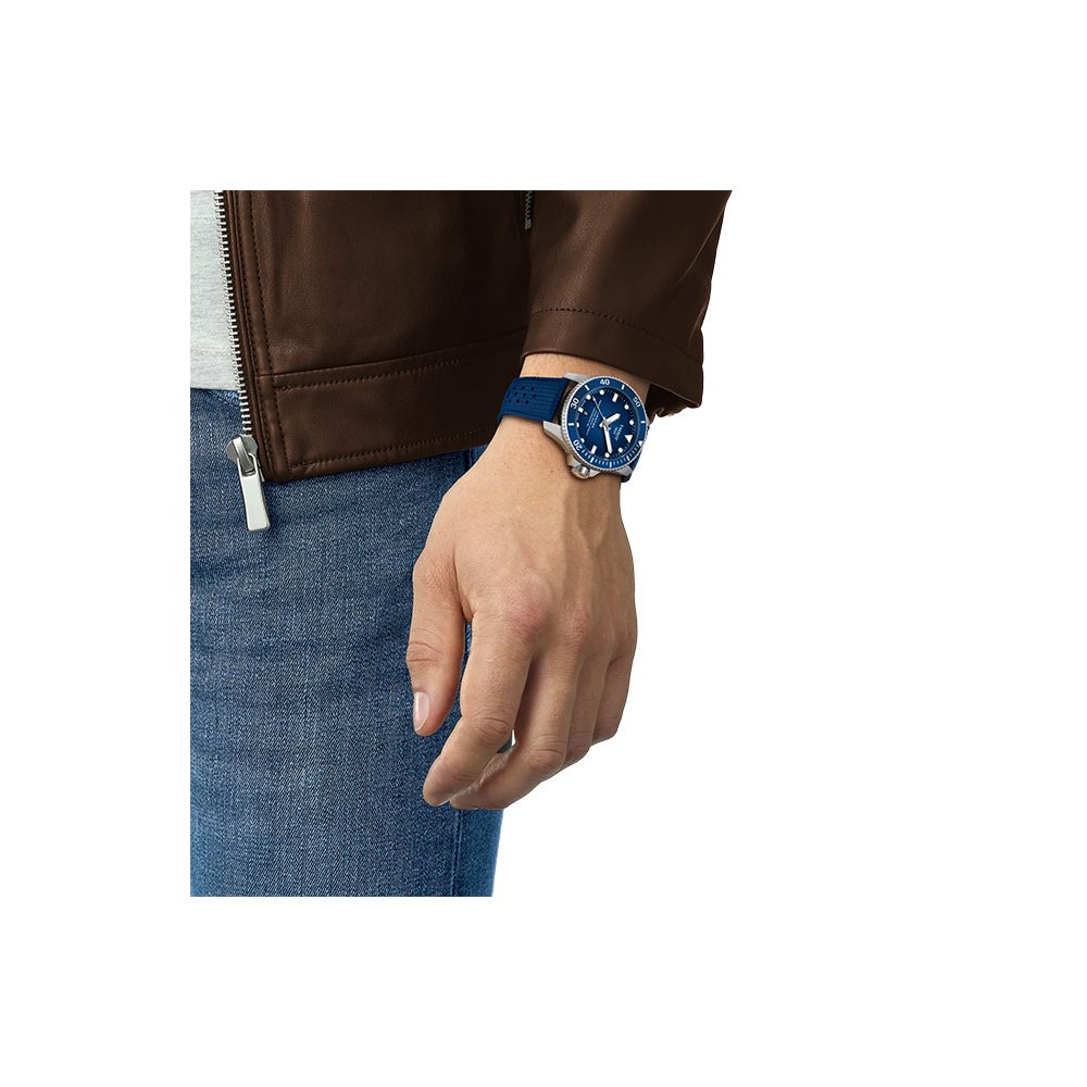 TISSOT Seastar 2000 Professional Powermatic 80 Ρολόι Μπλε Λουράκι Σιλικόνης T1209071704100