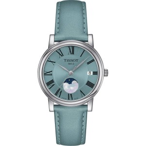 TISSOT T-Classic Carson Premiun Lady Moonphase Ρολόι Μπλε Δερμάτινο λουράκι T1222231635300 TISSOT T-Classic Carson Premiun Lady Moonphase Ρολόι Μπλε Δερμάτινο λουράκι T1222231635300