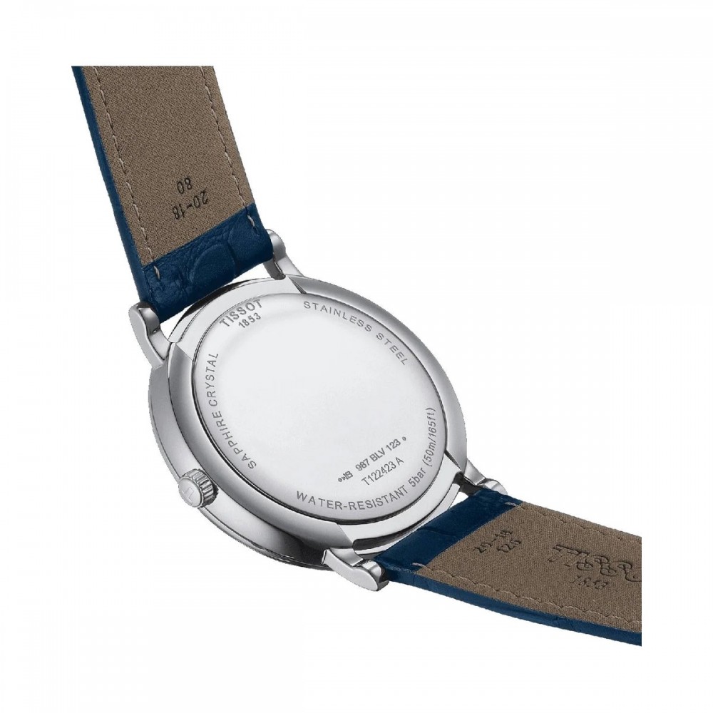 TISSOT T-Classic Carson Moonphase Ρολόι Μπλε Δερμάτινο Λουράκι T1224231604300