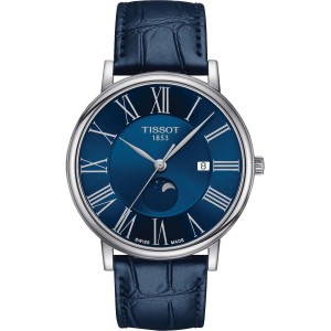 TISSOT T-Classic Carson Moonphase Ρολόι Μπλε Δερμάτινο Λουράκι T1224231604300
