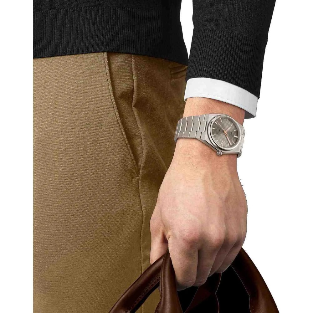 TISSOT T-Classic PRX Powermatic 80 38mm Ρολόι Ανδρικό Ασημί Μπρασελέ Τιτανίου T1378074406100