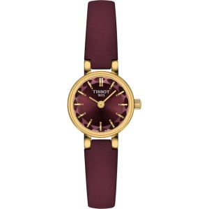 TISSOT T-Lady Lovely Round  Ρολόι Γυναικείο Μπορντό Δερμάτινο Λουράκι T1400093637100