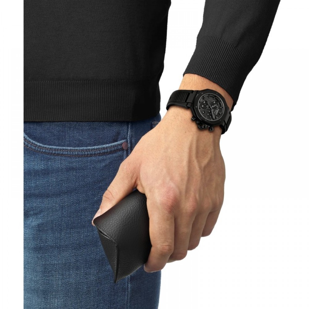 TISSOT T-Sport T-Race Χρονογράφος Ρολόι Ανδρικό Μαύρο Καουτσούκ λουράκι T1418173705100