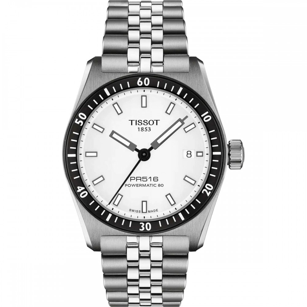 TISSOT T-Sport PR516 Powermatic 80 Ρολόι Ανδρικό Ασημί Ανοξείδωτο Ατσάλι μπρασελέ T1494071103100
