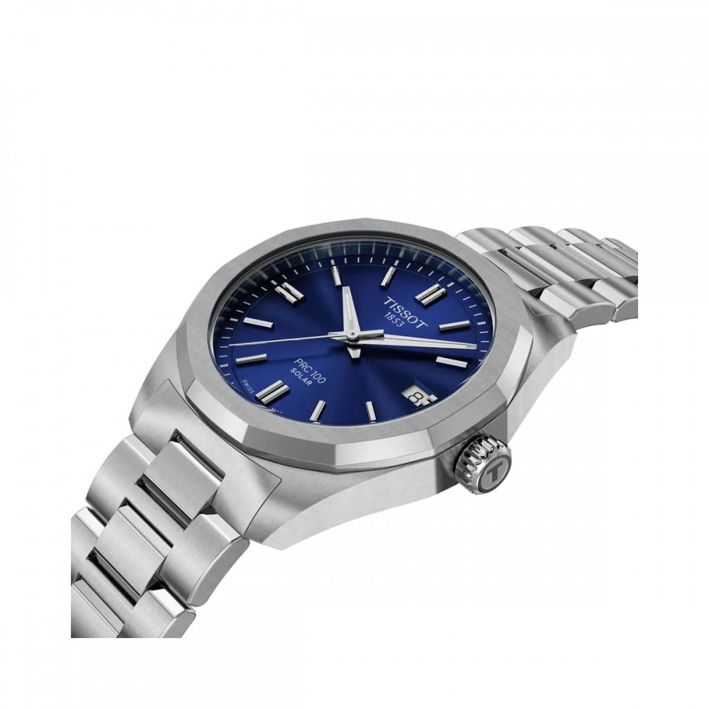 TISSOT T-Classic PRC 100 Solar Ρολόι Γυναικείο Ασημί Ανοξείδωτο Ατσάλι μπρασελέ T1518221104100