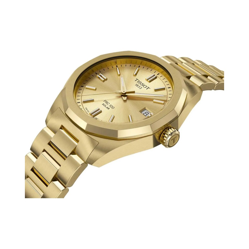 TISSOT T-Classic PRC 100 Solar Ρολόι Γυναικείο Επίχρυσο Ανοξείδωτο Ατσάλι μπρασελέ T1518223302100 TISSOT T-Classic PRC 100 Solar Ρολόι Γυναικείο Επίχρυσο Ανοξείδωτο Ατσάλι μπρασελέ T1518223302100
